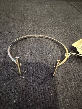 Michael Kors Silver Crystal T-Bar Open Cuff Bracelet